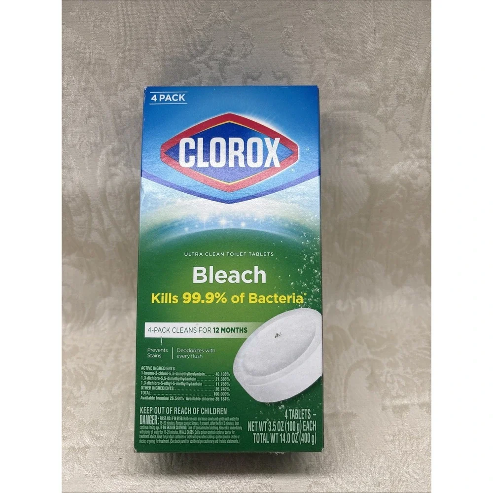 Clorox Bleach Automatic Toilet Bowl Cleaner Tablets, 4 Pack